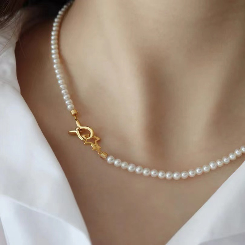 DIY珍珠小配件 S925纯银单排扣 时尚款毛衣链 项链 手工串珠搭扣