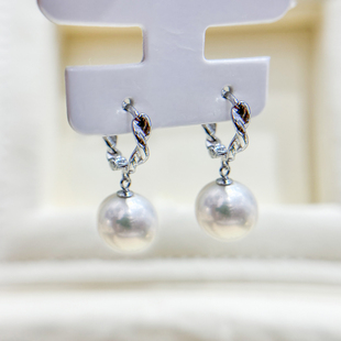 配9 DIY珍珠配件 金色银色银饰耳环 纯银耳钉空托 13mm圆巴 S925