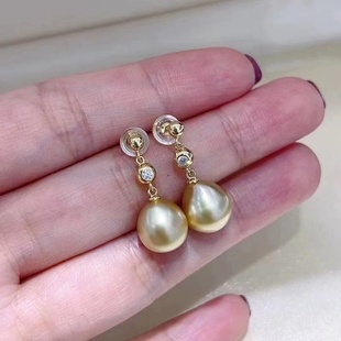 配9 DIY珍珠配件 金色银色银饰耳环 纯银耳钉空托 13mm圆巴 S925