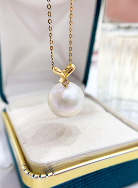 DIY珍珠配件 S925 纯银吊坠空托 金色银色项链坠 配9-13mm圆巴珠