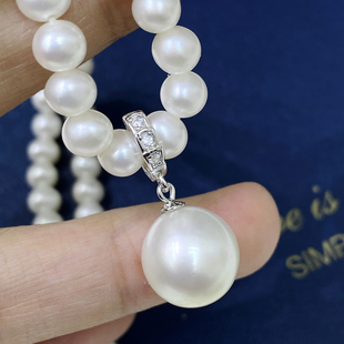 DIY珍珠配件 S925 纯银吊坠空托 金色银色灵蛇项链坠 10-13mm圆巴