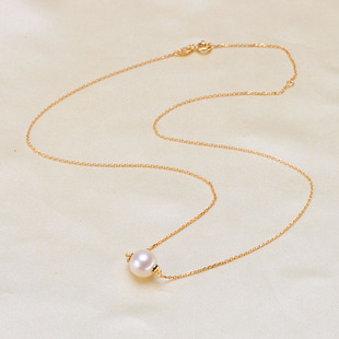 配7 DIY配件 吊坠带链子 路路通款 12mm 珍珠吊坠套链空托S925纯银