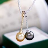 S925 纯银吊坠空托 金色银色扣头项链坠 DIY珍珠配件 15mm圆巴