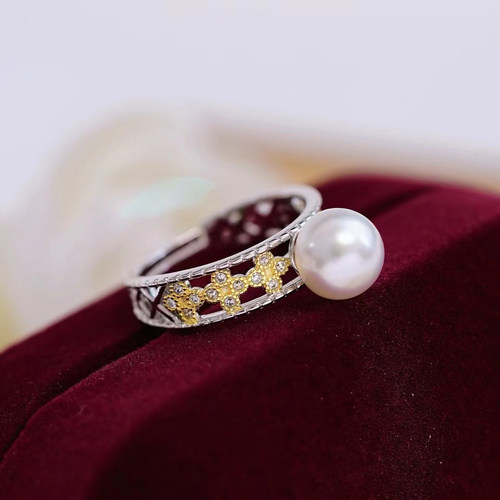 阿飞珍珠配件纯银戒指工厂直销