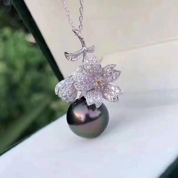 diy配件纯银花儿10-15mm珍珠吊坠
