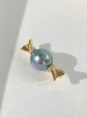 DIY珍珠配件 S925 纯银吊坠空托 金色银色项链坠 配10-13mm圆巴珠