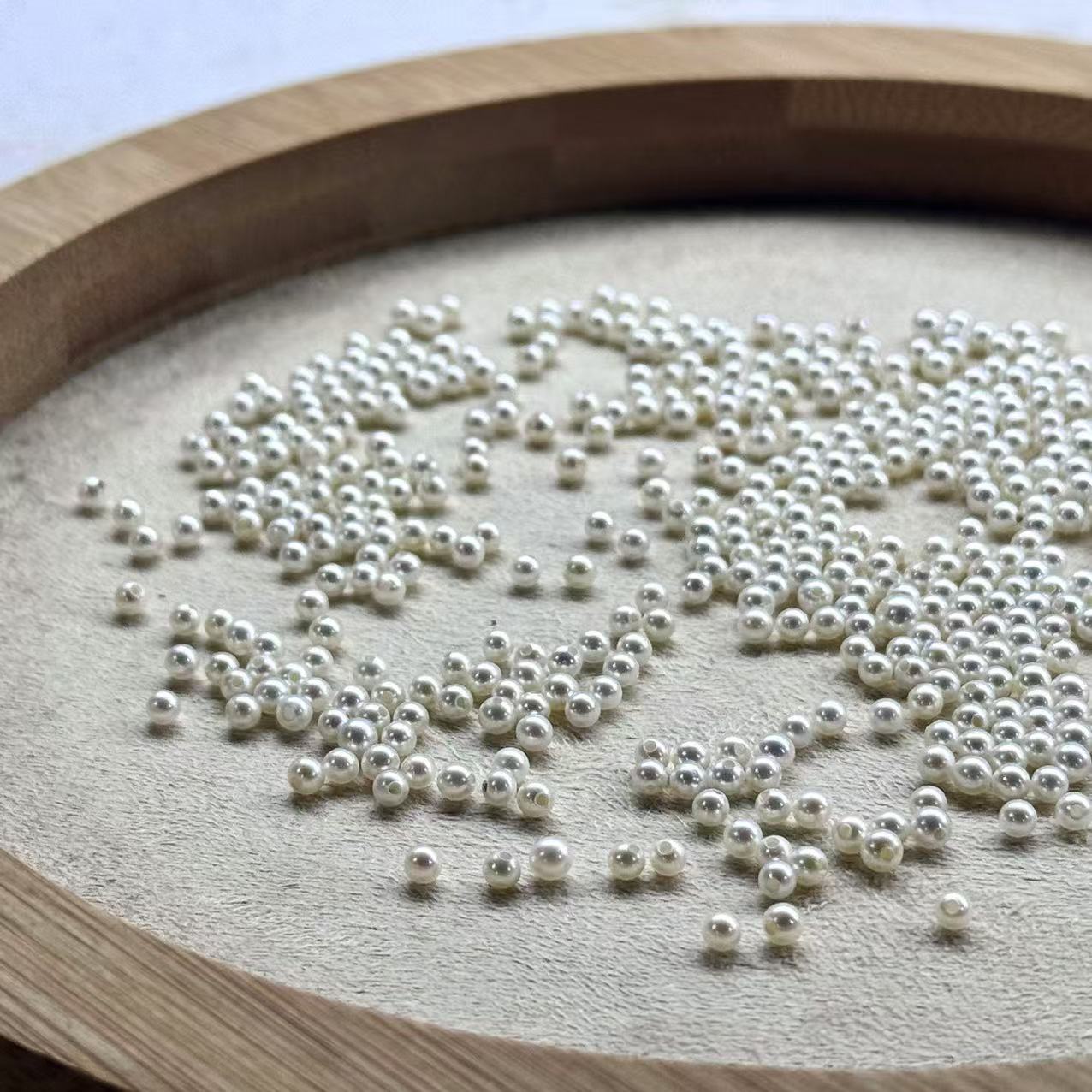 正品 天然淡水小珍珠 圆形微微瑕强光3-4mm裸珠多珠吊坠耳钉 戒指