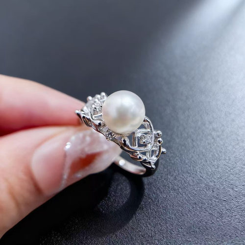 S925纯银戒指空托金色银色镂空版