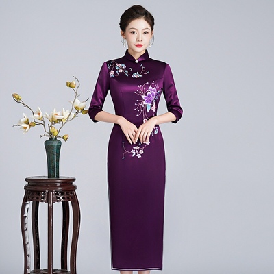 喜婆婆妈妈装2025新款旗袍连衣裙