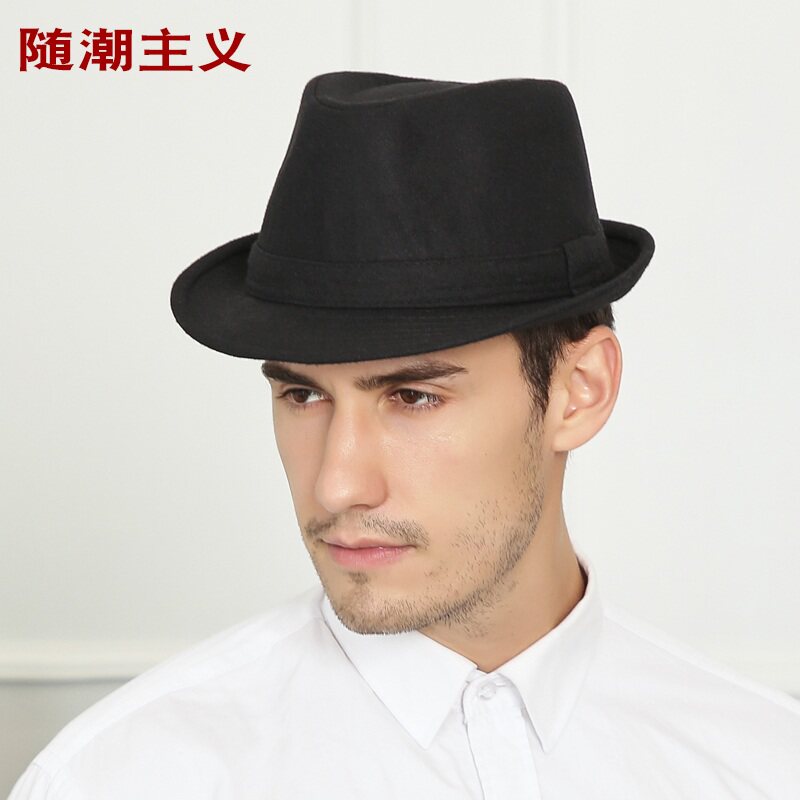 秋冬新款男士绅士帽爵士帽韩版潮女英伦复古小礼帽休闲舞台帽子