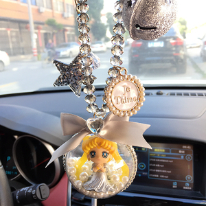 网红卡通可爱美少女汽车挂件女钥匙扣车内挂饰后视镜装饰吊饰礼物