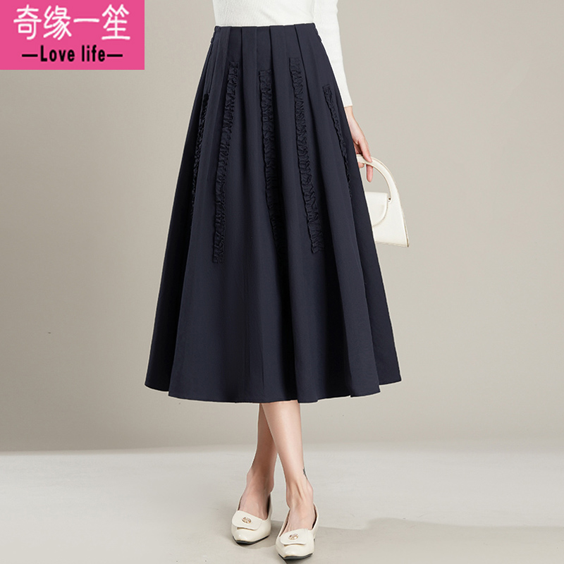 2025新款木耳花边大摆裙高腰