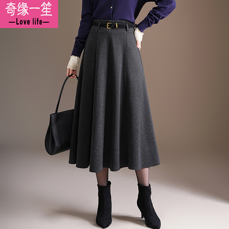 灰色羊绒半身裙女秋冬2025新款
