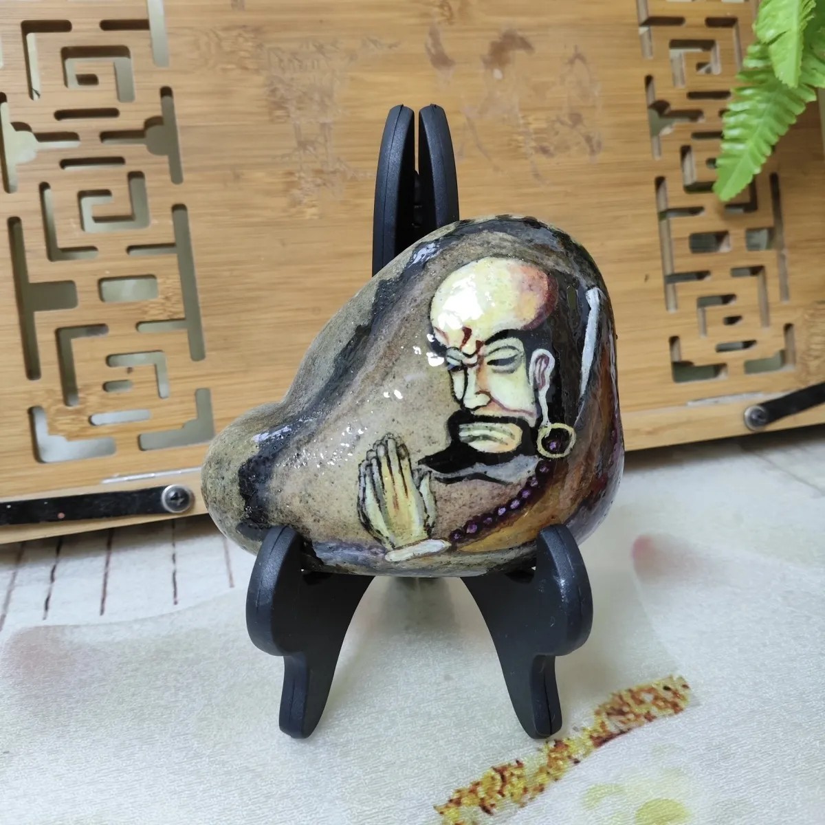纯手绘石头画成品  达摩壁画 高档摆件送人佳品防水不掉色包邮