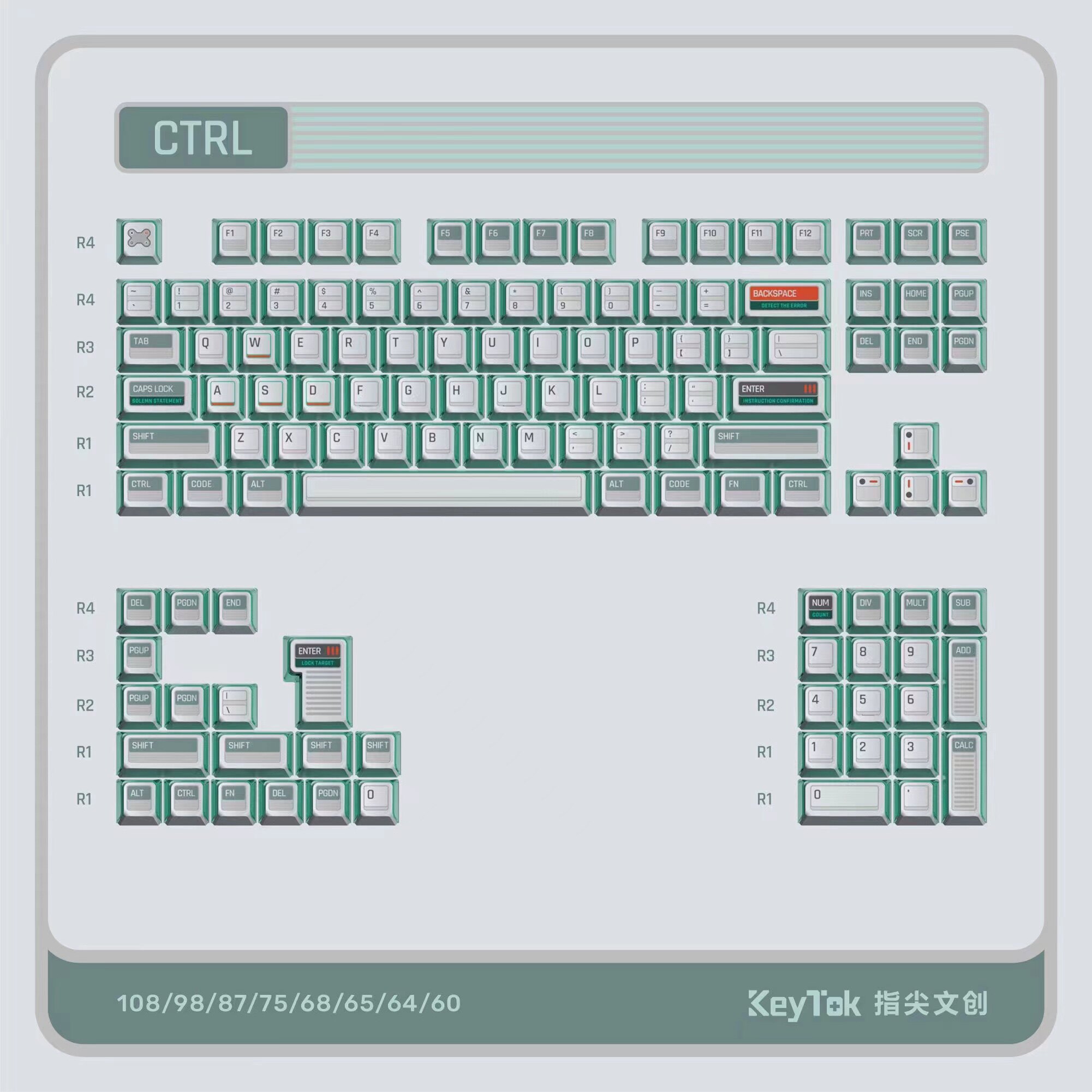 [ZD] FINGERTIP CREATIVE CTRL 5면 승화 OEM 고PBT 소재 측면 반투명 맞춤형 키캡