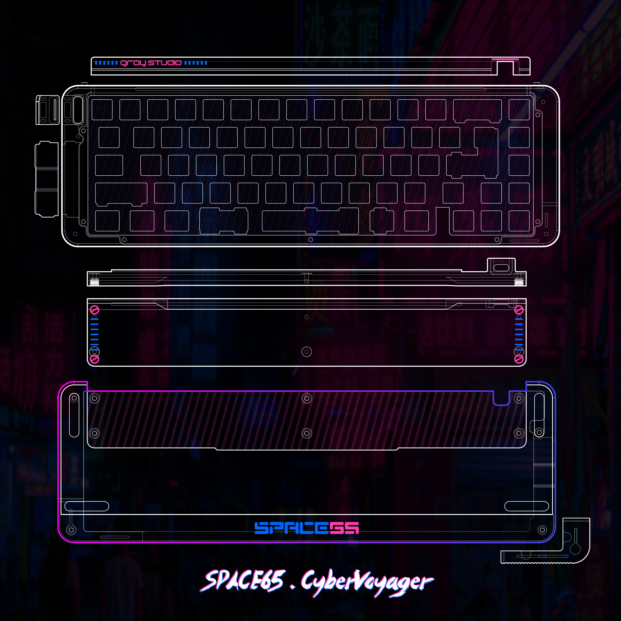 【ZD】客制化机械键盘 Graystudio Space65:Cybervoyager 65%套件-封面