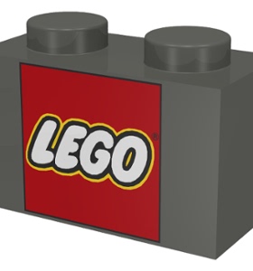 LEGO 3004px8乐高零件配件印刷砖积木带字1X2深灰色砖
