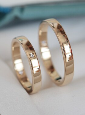 韩国14K金情侣对戒质感指环订婚