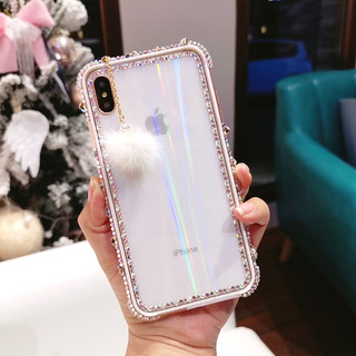 适用iphone11pro手机边框8plus水钻外壳苹果xsMax硅胶套奢华XR女x