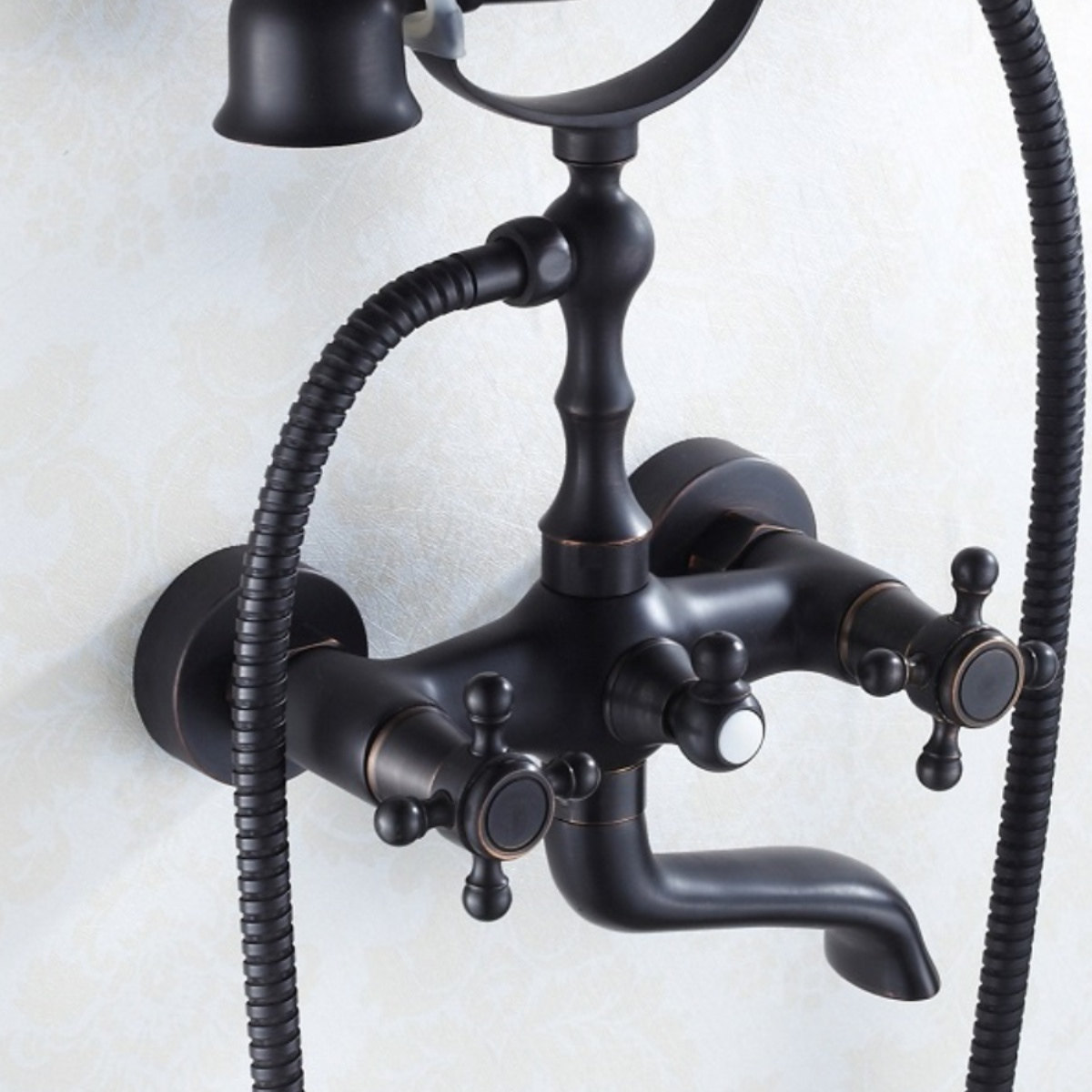 纯铜复古花洒 黑色淋浴器 淋浴套装 黑古铜花洒 木桶浴缸水龙头