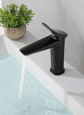 单孔全铜单把黑色拉丝和水镀冷热水洗脸盆座式台下盆面盆水龙头