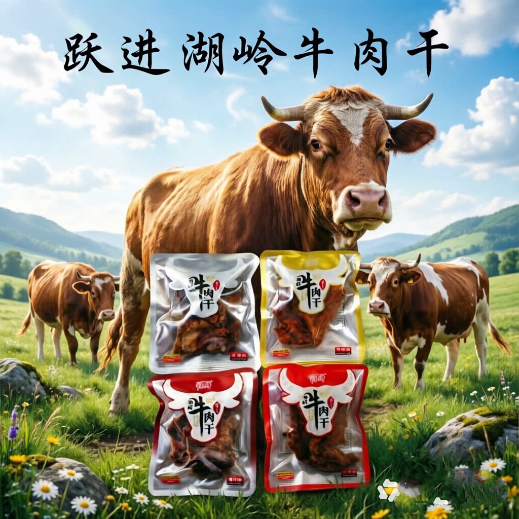 跃进湖岭牛肉干五香味手工牛肉干香辣沙爹味独立包装手工牛肉干