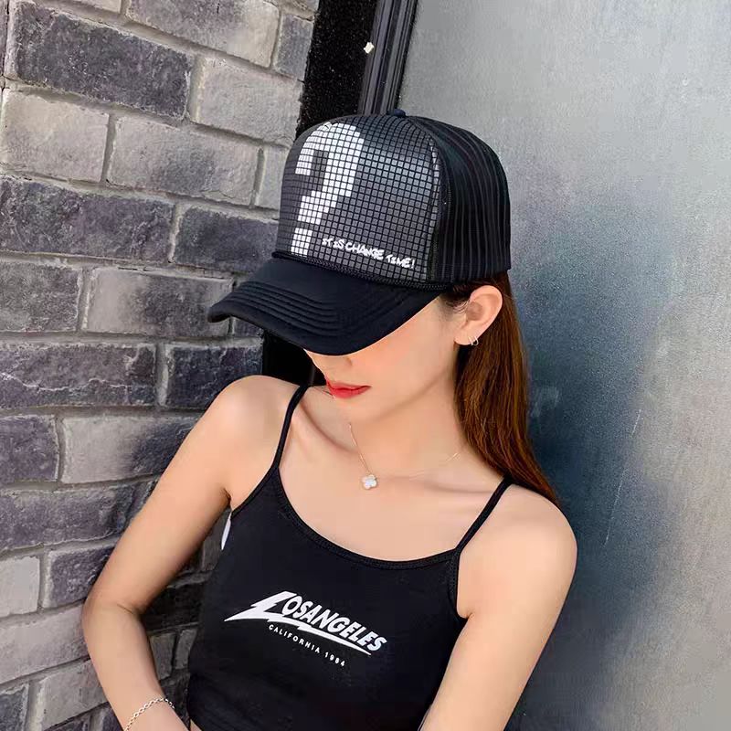 潮牌男韩版女潮春夏季时尚百搭户外网帽黑色棒球帽鸭舌帽太阳帽