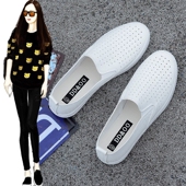 皮面平底懒人鞋 百搭休闲板鞋 一脚蹬套脚小白鞋 透气女鞋 韩版 夏新款