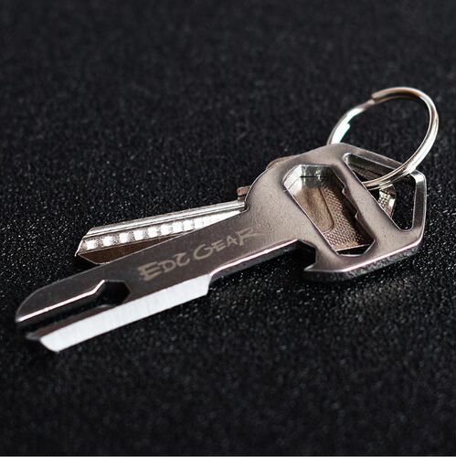三合一不锈钢钥匙小工具户外多功能EDC开瓶器割绳刀 加厚带钥匙圈