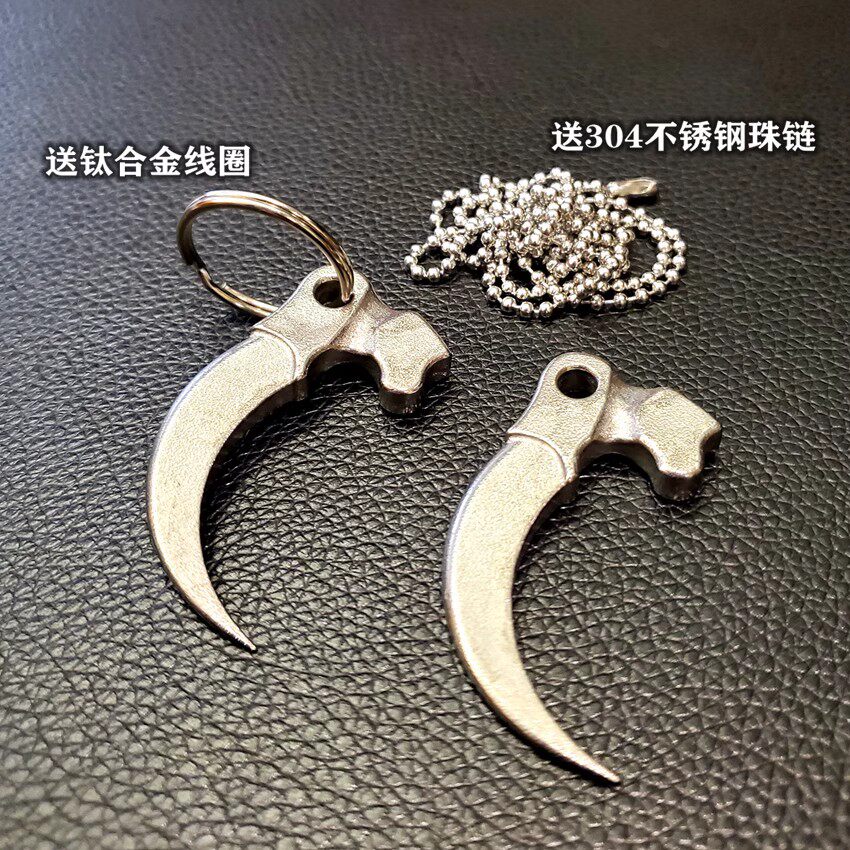 虎爪牙挂扣挂饰项链304不锈钢送珠链钛圈原创防狼设计男士战术风