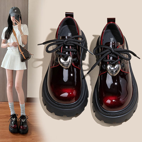 复古厚底英伦风亮皮小皮鞋女2026春季新款JK制服松糕增高休闲单鞋