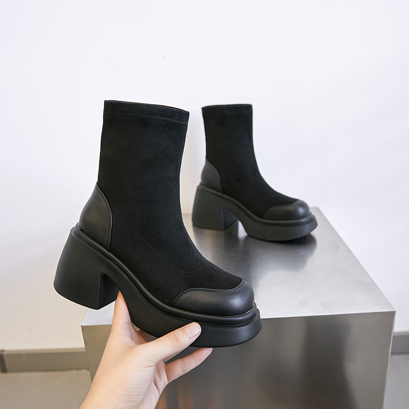 厚底弹力靴短靴休闲瘦瘦靴