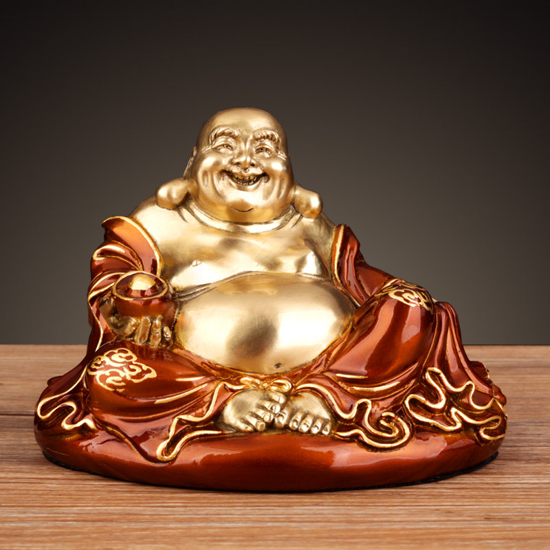 黄铜弥勒佛摆件弥勒佛菩萨大肚笑佛彩铜佛像店铺乔迁客厅装饰摆设