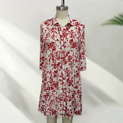 ba家法式人棉印花短款连衣裙