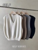 现 v领薄针织背心马甲 时尚 韩国东大门代self service女2025秋季