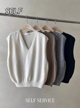 现~韩国东大门代self service女2025秋季时尚v领薄针织背心马甲