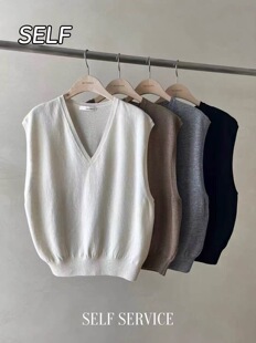 现~韩国东大门代self service女2025秋季时尚v领薄针织背心马甲
