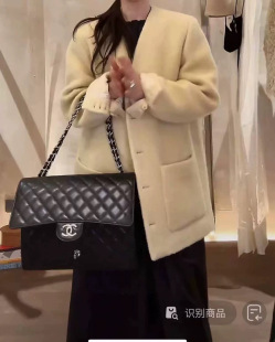 现货韩国东大门edit显瘦气质宽松V领双面羊绒大衣女长袖 百搭