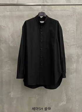 现韩国东大门韩国mute女2025春新款简约百搭立领单兜宽松长袖衬衫