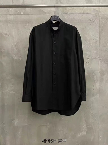 现韩国东大门代购mute女2025春新款简约百搭立领单兜宽松长袖衬衫