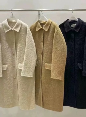 现货韩国东大门2025冬季woodsage简约中长款羊驼毛羊毛大衣外套