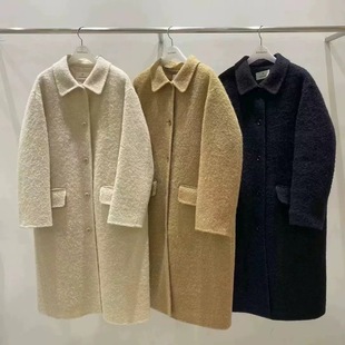 现货韩国东大门2025冬季woodsage简约中长款羊驼毛羊毛大衣外套
