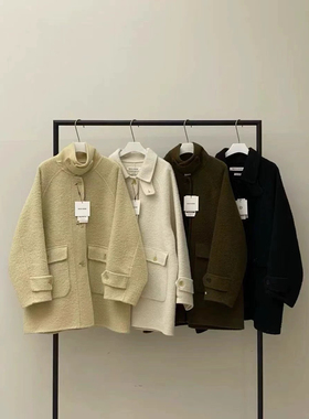 现much more 女2025韩国东大门代购冬款气质单排扣中长款毛呢外套