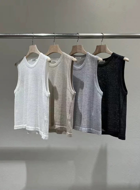 现货韩国东大门代购女装STATEMENT 2025春夏日本进口亚麻针织背心