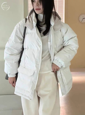 现货韩国 levase 正品东大门宽松 连帽保暖羽绒服棉服外套