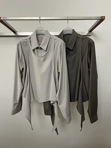 现货韩国东大门代2026春Londonflat女时尚百搭不规则衬衫