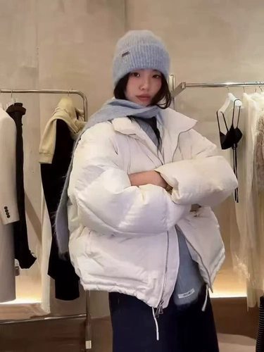 现货韩国东大门mute女2025冬季洋气立领宽松保暖鹅绒羽绒服外套