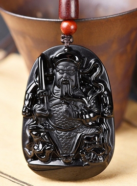 天然黑曜石真武大帝吊坠男女项链玄天上帝挂件生肖吉祥转运辟X诶