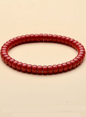 天然红朱砂直切手链女药片本命年转运老型珠手绳男单圈手串简约