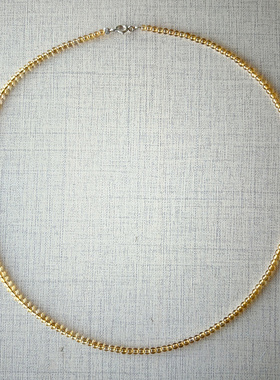 时尚金色天然黄水晶圆珠项链